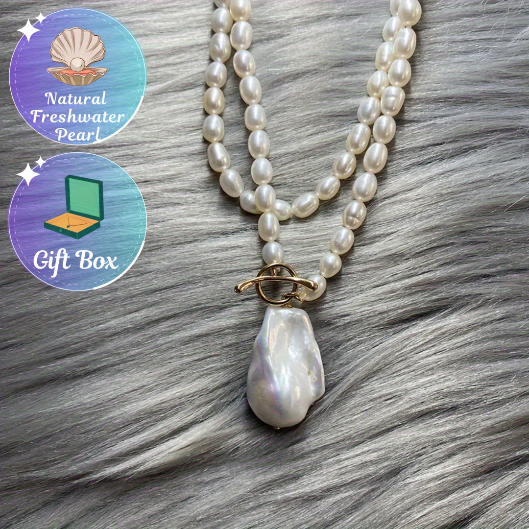 Vintage-inspired Freshwater Baroque Pearl Necklace with OT Clasp, exuding elegance and charm. This timeless piece is perfect for parties and makes a wonderful gift. Comes with a random gift box, ideal for autumn gifting.