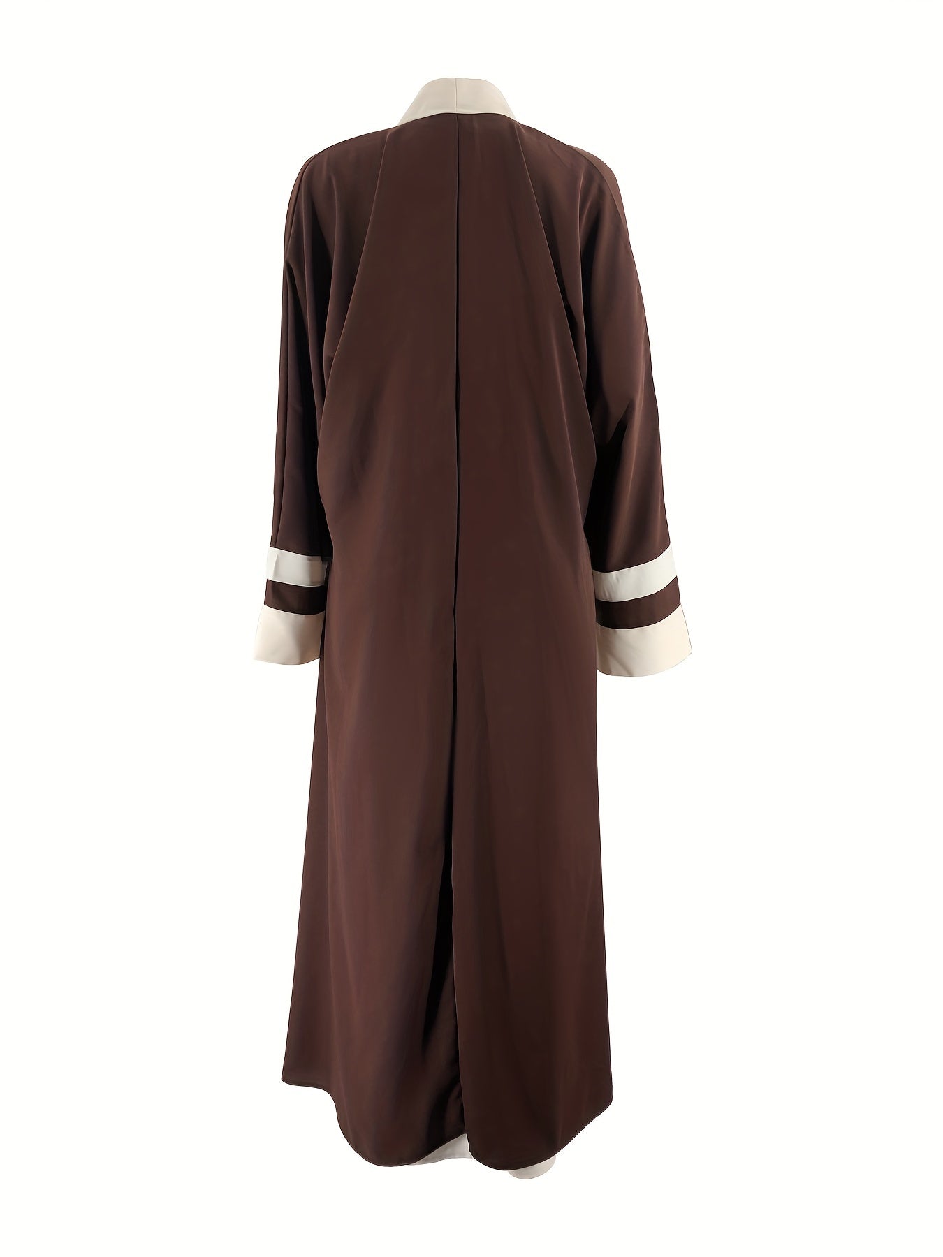 Stylish matching set: Crew neck tank dress and open front robe in a plain color kaftan style.