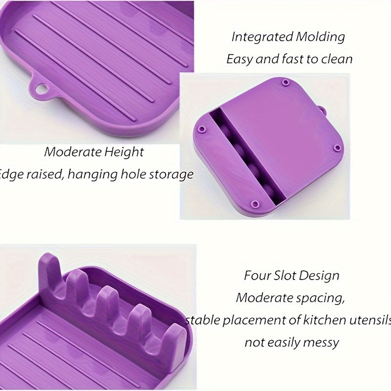 Organize your kitchen with the Space-Saving Kitchen Organizer Set: Includes a Drip-Free Pot Lid Holder and Spoon Rest, along with an Easy-to-Clean Cooking Utensil Rack for your Countertop.