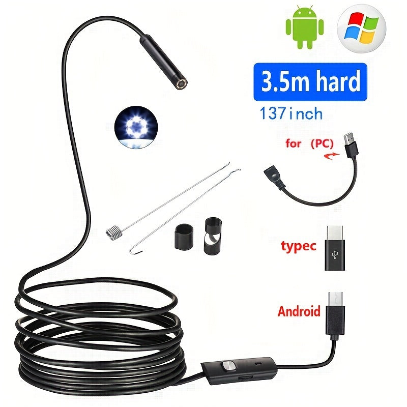 Industrial endoscope camera with 5mm/0.196in diameter for Android phones, ideal for pipeline detection, automotive repair, visual inspections, and air conditioning maintenance, with 1-10m