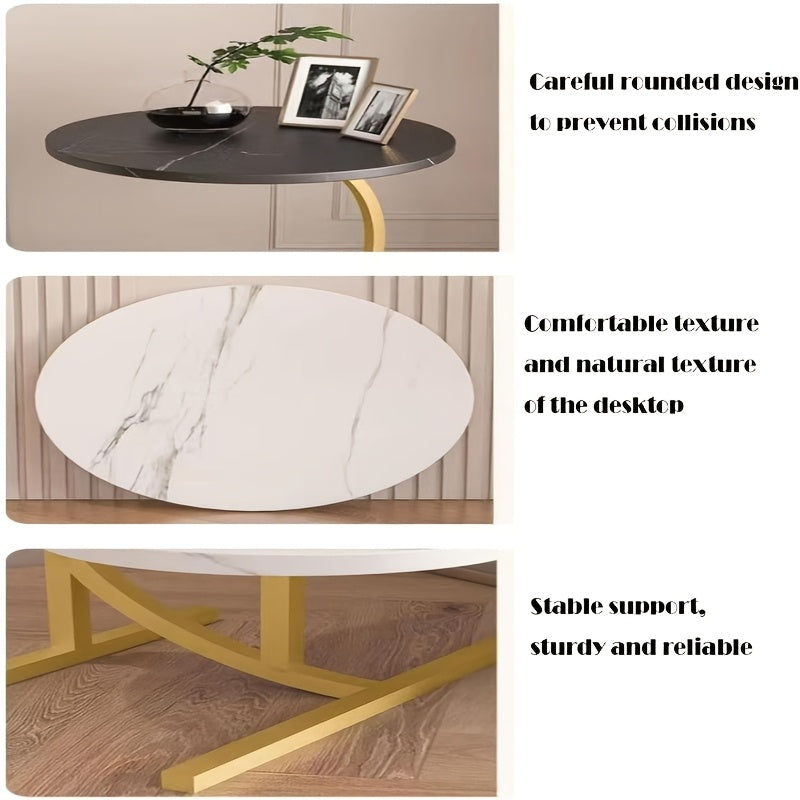 Trendy double-layer coffee table with metal legs and durable wood top, portable for various spaces, multi-functional.