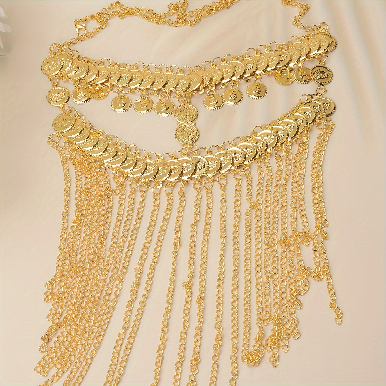 Alloy metal coin tassel headband in traditional ethnic style, suitable for normal hair types.