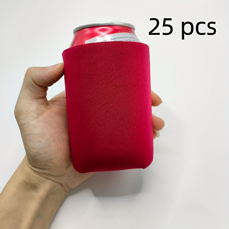 25 customizable black and white can cooler sleeves for 12oz and 16oz cans, perfect for parties, sports events, and outdoor activities.