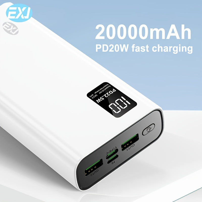 20000mAh power bank with 22.5W portable charger for iPhone 12 Pro and Android devices.