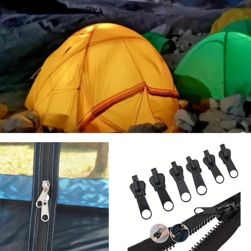 Set of 6 waterproof replacement zippers in multiple sizes with a universal design.