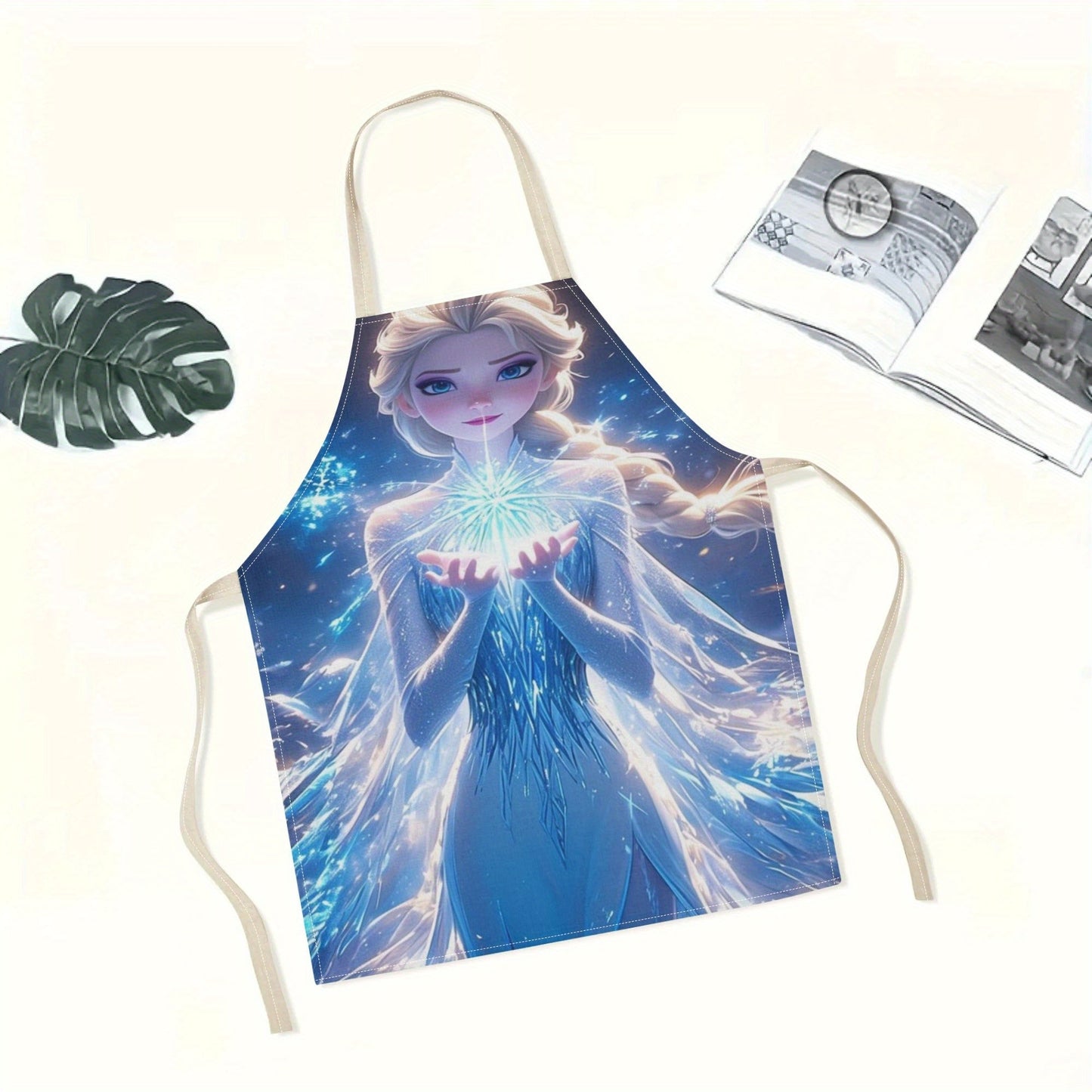 Disney has officially licensed a chic waterproof apron showcasing an adorable cartoon illustration of Princess Elsa. This apron is not only beautiful and fashionable but also simple, making it perfect for a variety of settings including hotels