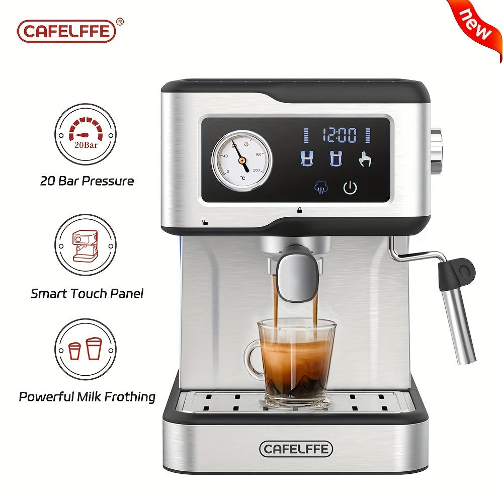 CAFELFFE Semi-Automatic Espresso Machine with 20 Bar Pump Pressure, 1.5L Removable Water Tank, Temperature Control, Steam Wand for Espresso, Latte, Cappuccino. Rust-resistant, 220-240V, EU