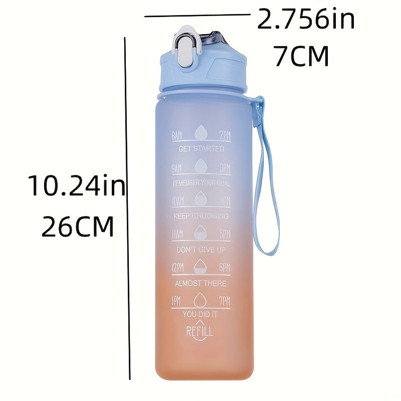 Large capacity water bottle with gradient color design, leak-proof and lightweight for outdoor use, great gift for friends and family.