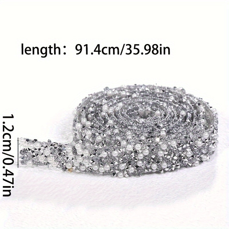 1 roll of self-adhesive crystal rhinestone ribbon for DIY crafts and decorative ornaments. Perfect for dressing up at parties like Easter, New Year, and back-to-school events.