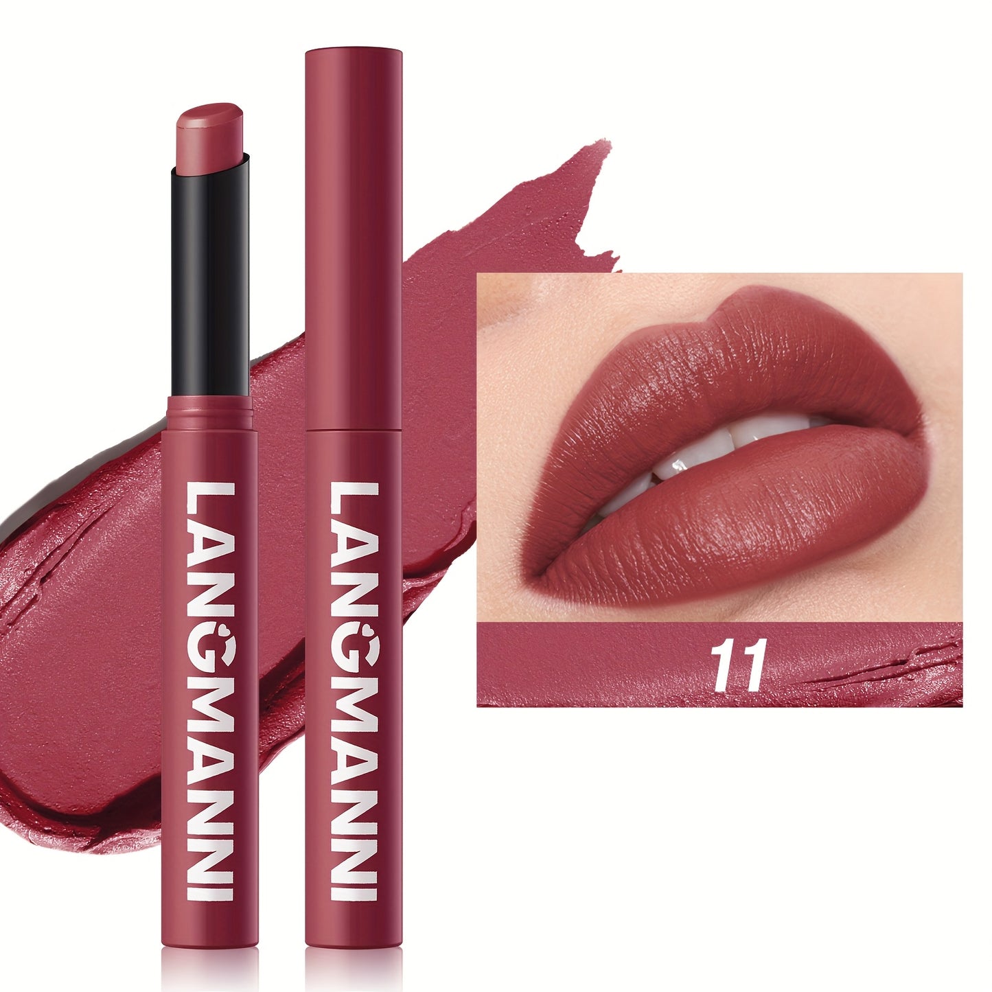 Matte Lipstick Crayon in Berry, Coral, Pink, and Red Shades, Long-Lasting and Moisturizing with Natural Hydrating Finish