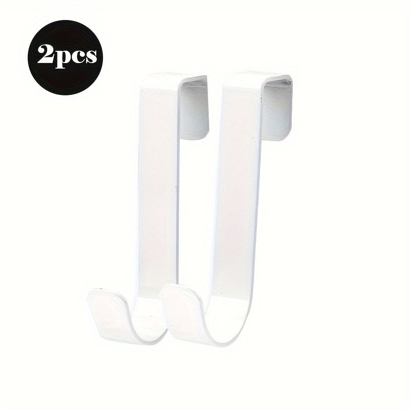 2 sleek black & white J-shaped hooks for easy installation, ideal for hanging towels, bags, and decorations in bathroom, kitchen, and cabinets.