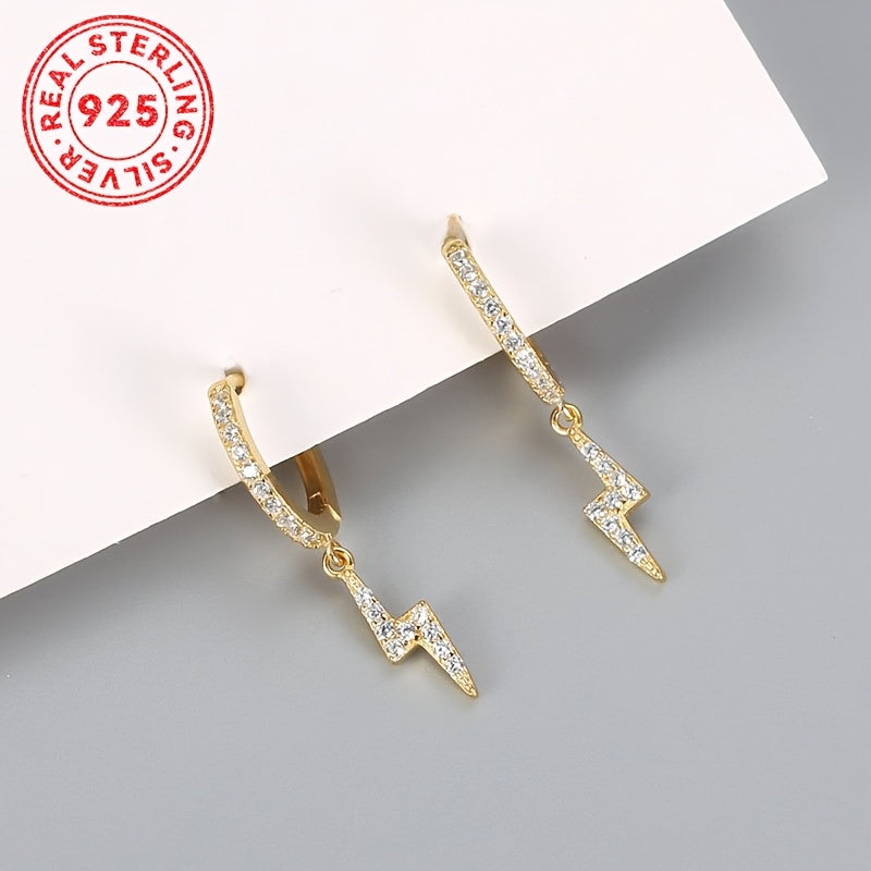 Get edgy with these 925 Sterling Silver Punk Glitter Earrings featuring Lightning Bolt Synthetic Zirconia Pendants. These celestial-themed earrings are perfect for December birthdays and can be worn daily, during Ramadan, or at music festivals. They are