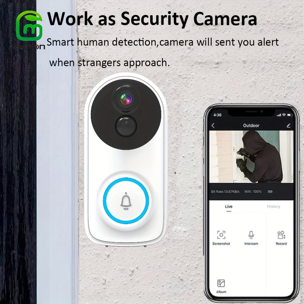 Experience crystal clear video quality with the MAMONCARE 2K HD Video Doorbell Camera. This wireless WiFi camera features two-way audio, smart PIR motion detection, and real-time viewing for both iOS and Android devices. It is also Alexa compatible for