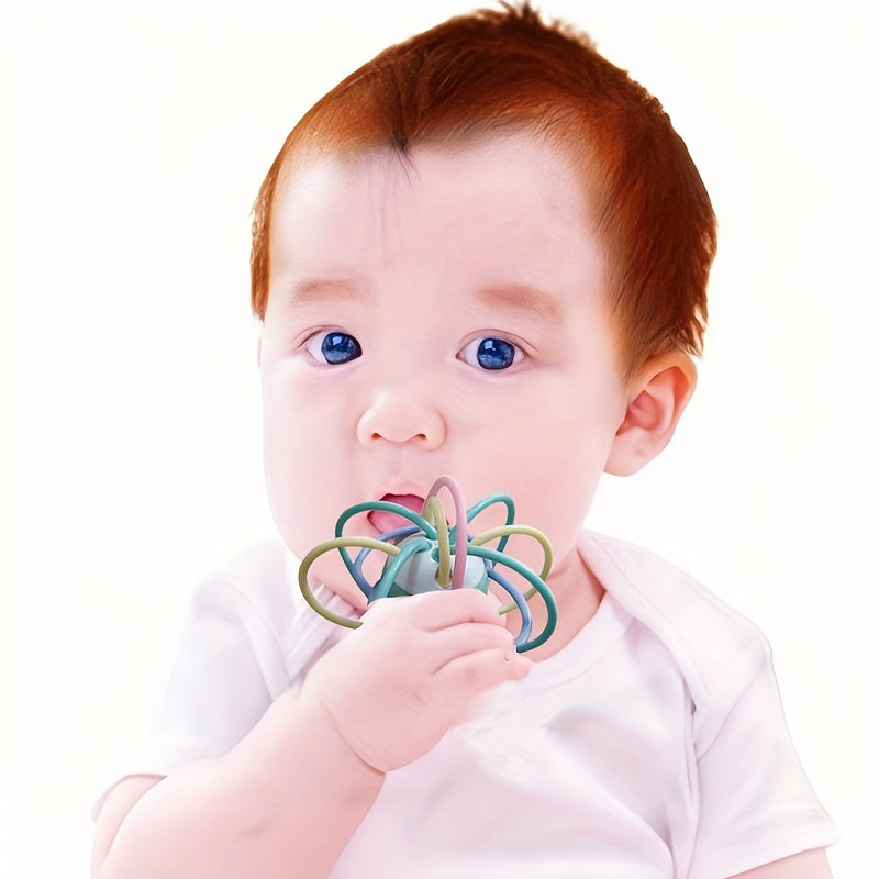 Manhattan Ball Teether: BPA Free and Food Grade Sensory Teether Toy with Rattle Feature for Infants