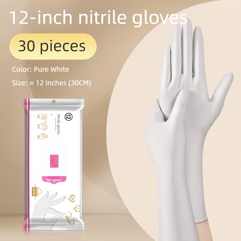 Get 30 pieces of extra long 30.48cm reusable nitrile gloves that are waterproof, durable, and flexible for use in the kitchen, bathroom, pet care, and more. These gloves are made with lead-free silicone cleaning supplies.