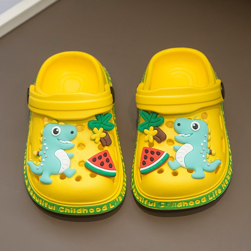 Kids' dinosaur clogs - breathable, non-slip, quick-dry shoes for boys and girls, suitable for all seasons.