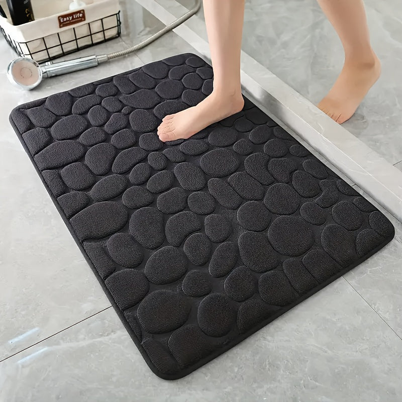 1 pc Pebble Pattern Floor Mat, Absorbent & Quick-drying, Non-slip & Super Soft Entry Rug for Bathroom, Bedroom, Kitchen, Living Room - Ideal Home Decor and Bathroom Supplies.