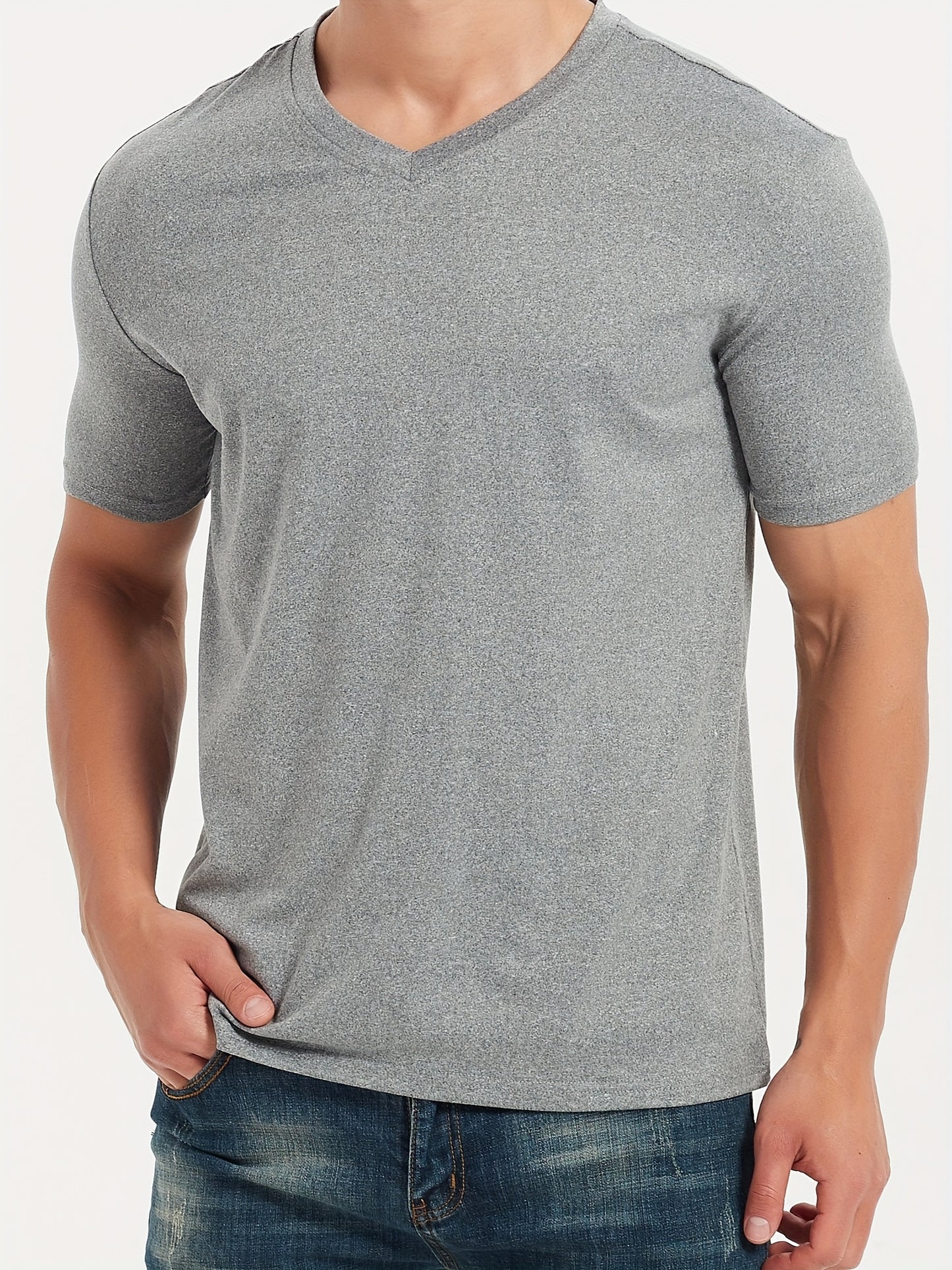 White V-neck t-shirt for men.