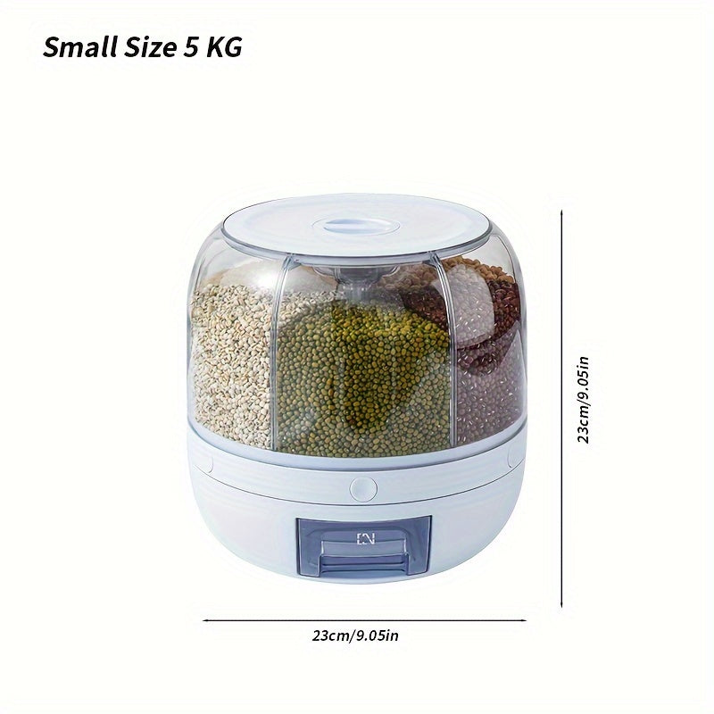 Large-Capacity Rotating Rice Dispenser - Airtight container for grains, dry foods. 5kg/10kg capacity, great for kitchen organization.