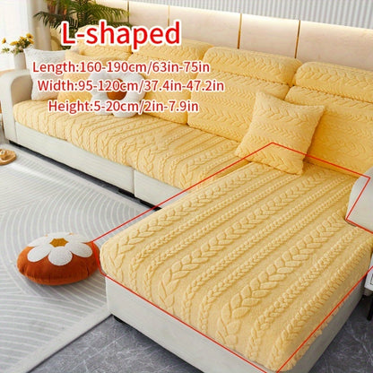 Wheat Sheaf Pattern Plush Sofa Cover, Cat Scratch Resistant, Elastic Fit for 1-4 Seater Sofas, Non-Slip, Machine Washable, Ideal for Multiple Rooms