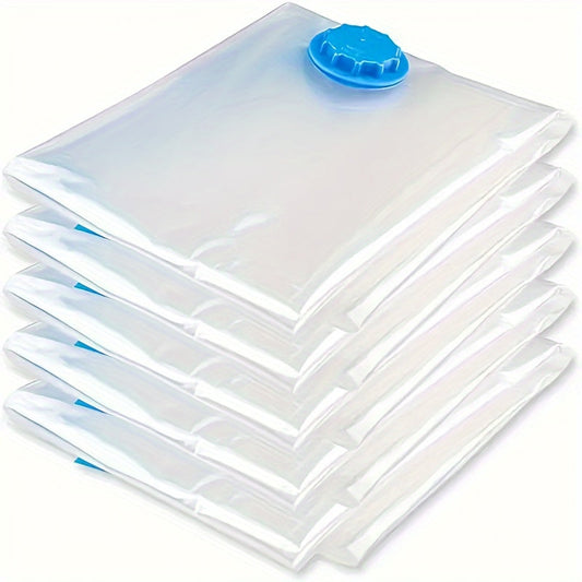 Save space on travel accessories with a set of 6-pack rectangle plastic space saver bags. These dustproof seal storage containers come with a hand pump for easy vacuum compression. Perfect for dorms, closets, wardrobes, and bedrooms. Ideal for organizing