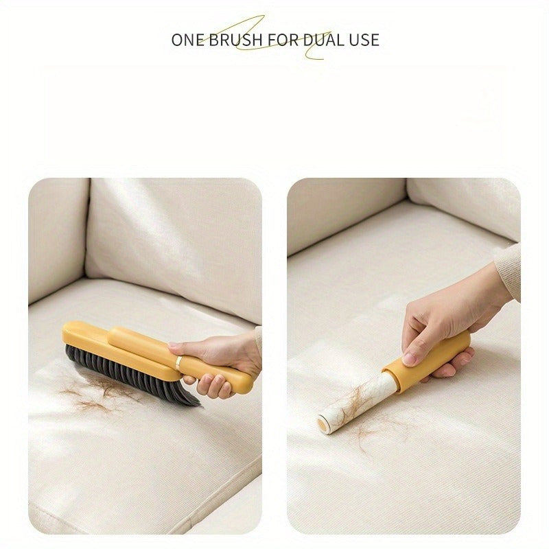 Versatile Soft Bristle Handheld Brush for Clothing, Blankets & Carpets - No Shedding, Small Broom Head for Dual Use - Ideal for Bedroom, Kitchen, Living Room & Car Interior Cleaning.