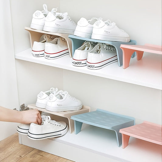 No Electricity Required! Floor-Mounted Double Layer Shoe Racks, Set of 2. Multi-Color Plastic Storage Organizer with Non-Slip Dividers for Home and Commercial Use. Maximize Space with this Space-Saving Shoe Organizer.