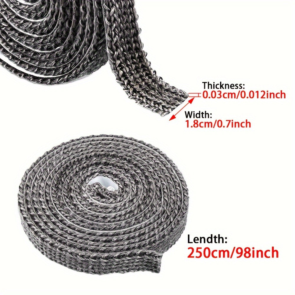 2.5M Long Self-Adhesive Fireplace Seal Tape, Flat Stove Rope Durable Replacement Gasket for Wood Stove Glass and Chimney Doors