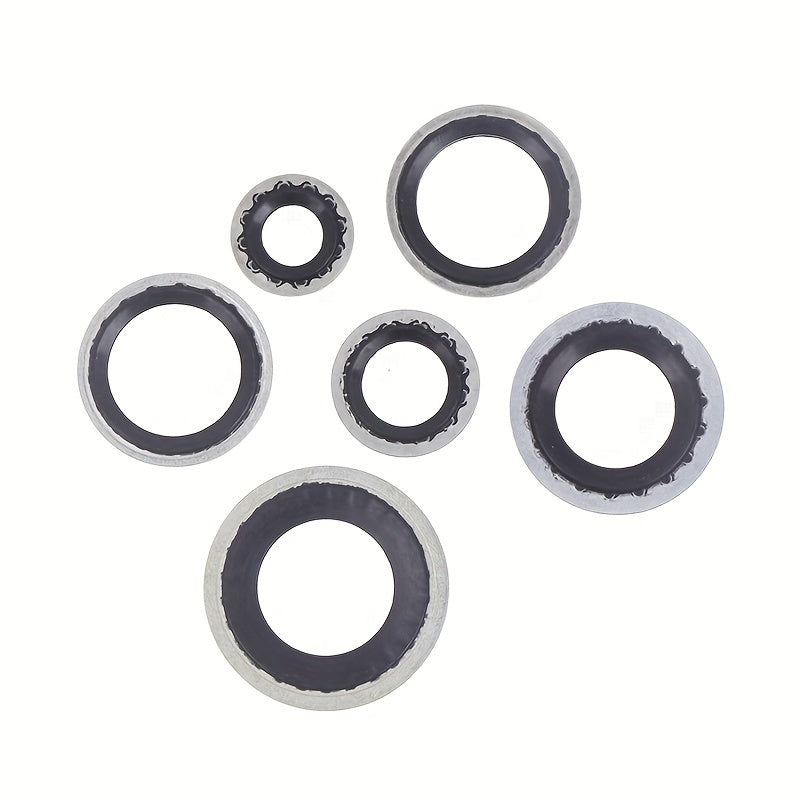 Set of 6 High-Temperature Resistant Car A/C Sealing Gaskets - Expansion Valve Accessories for Long-lasting Air Conditioning Systems