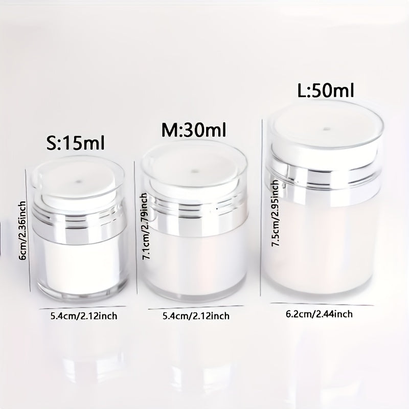 One set of 3 Airless Pump Bottles for cosmetics, ideal for travel-sized containers and thick moisturizers.