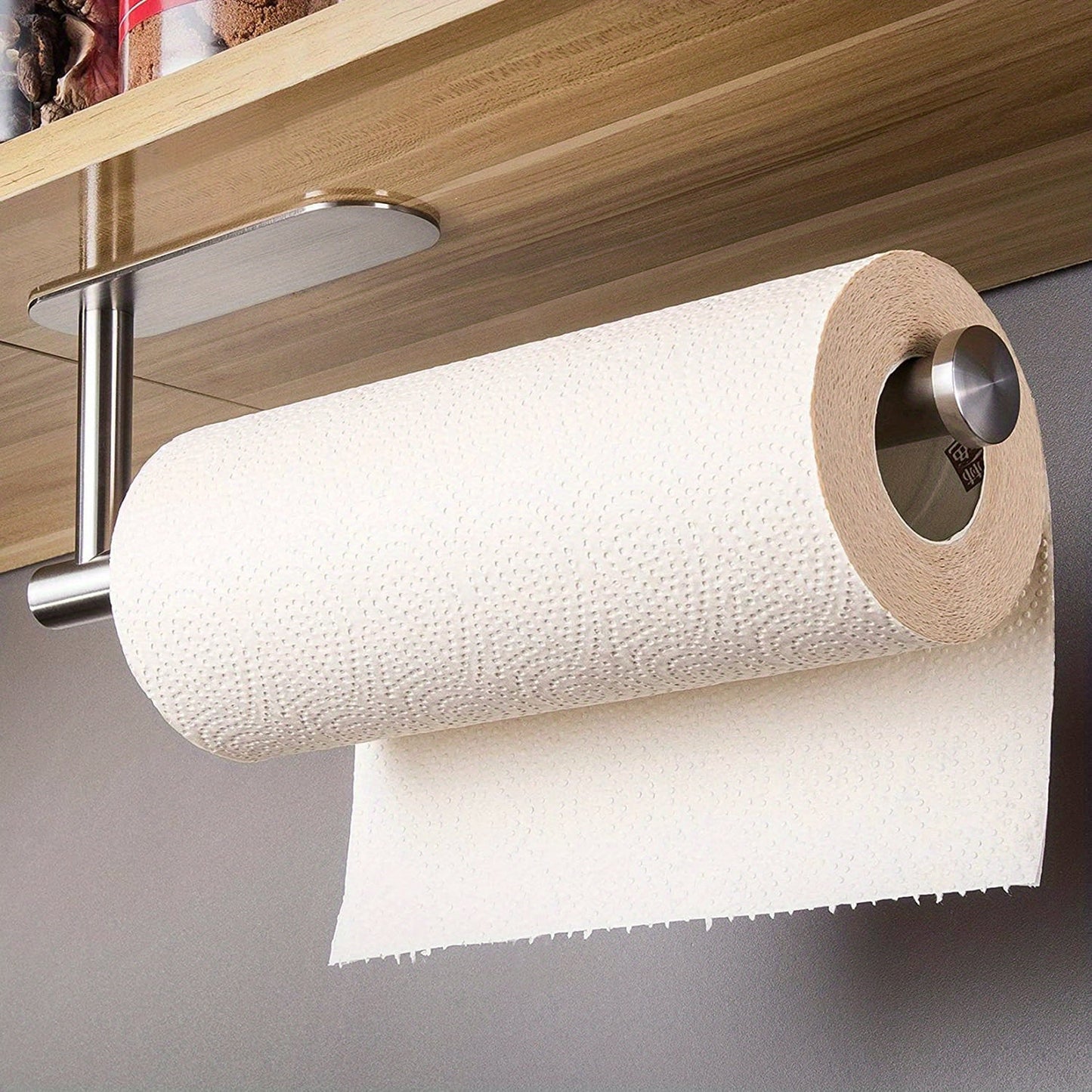 Get the 1PSC Self Adhesive Paper Towel Holder for a convenient solution in your kitchen or bathroom. This under cabinet holder requires no drilling, making it easy to install and durable for long-lasting use. Perfect for keeping paper towels within reach