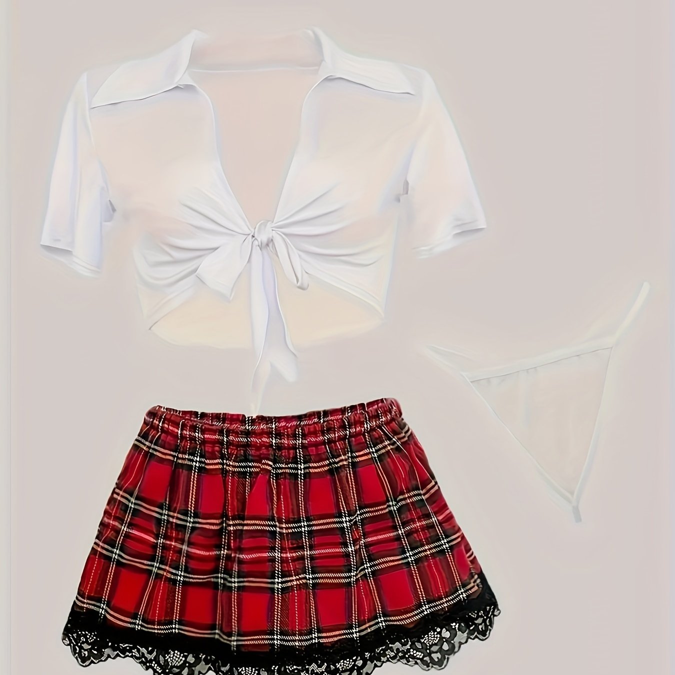 Seductive plaid waist cosplay costume for women