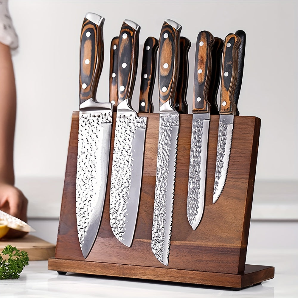 Versatile Wooden Magnetic Knife Block Holder with Powerful Enhanced Magnets for Efficient Home Kitchen Organization, Knife Storage Block Rack, Magnetic Knife Stands