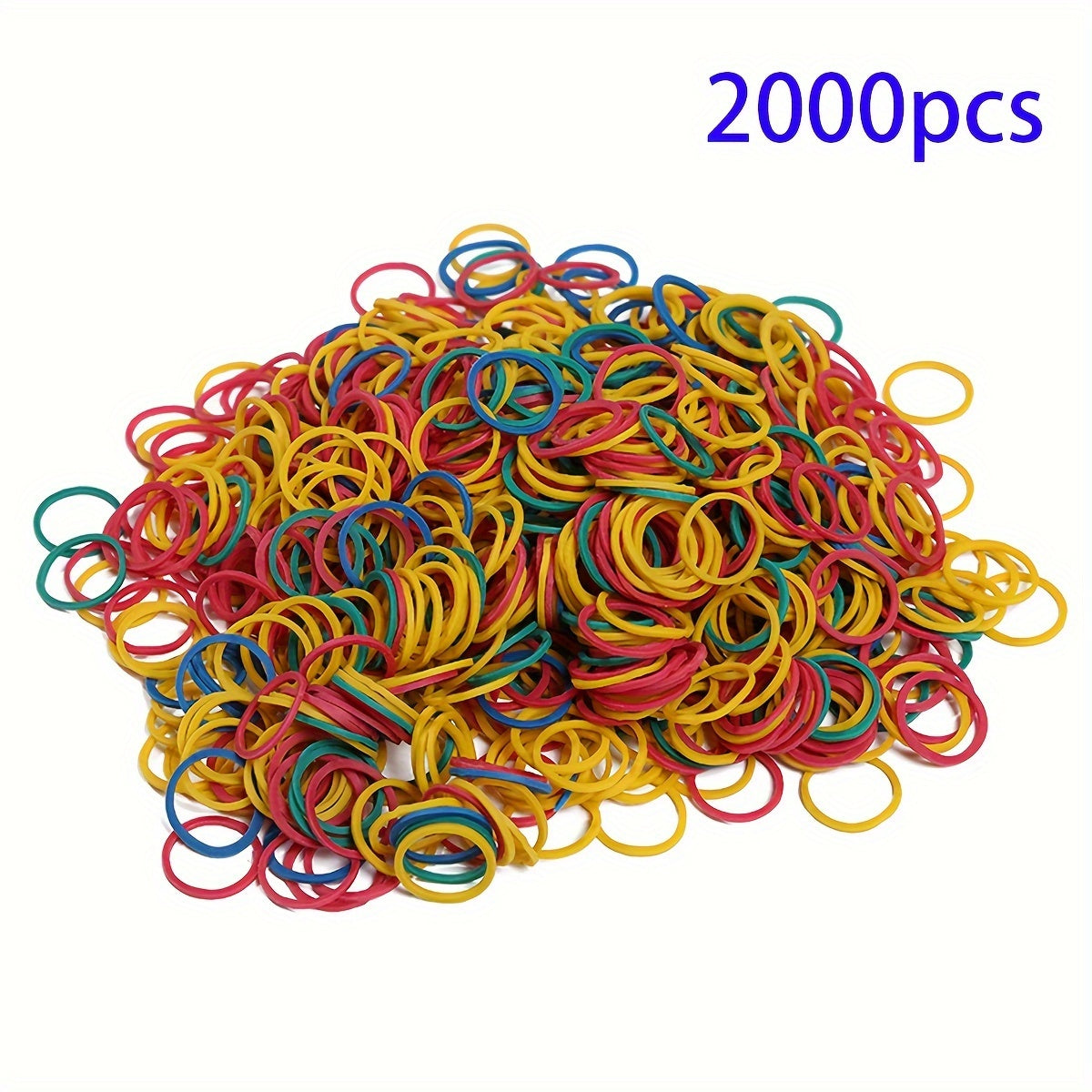 500-2000 natural rubber mini elastic bands, multicolor, 16mm diameter, for office and school use, braiding