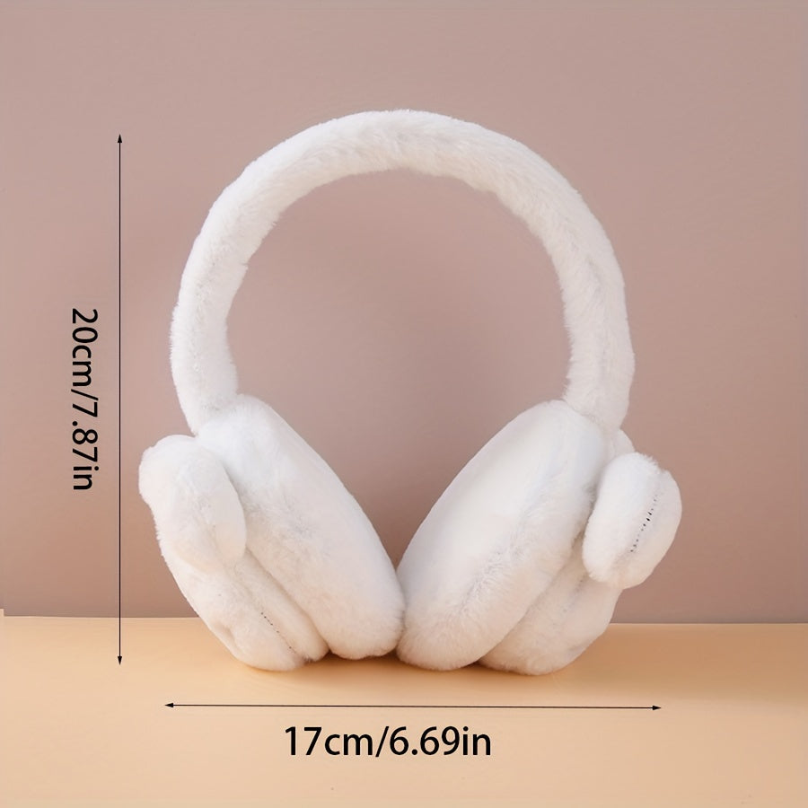 Korean Style Plush Warm Ear Muffs with Cute Cartoon Rabbit Design - Made of Knitted Polyester and Spandex, Hand Wash Only - Available in Multiple Colors