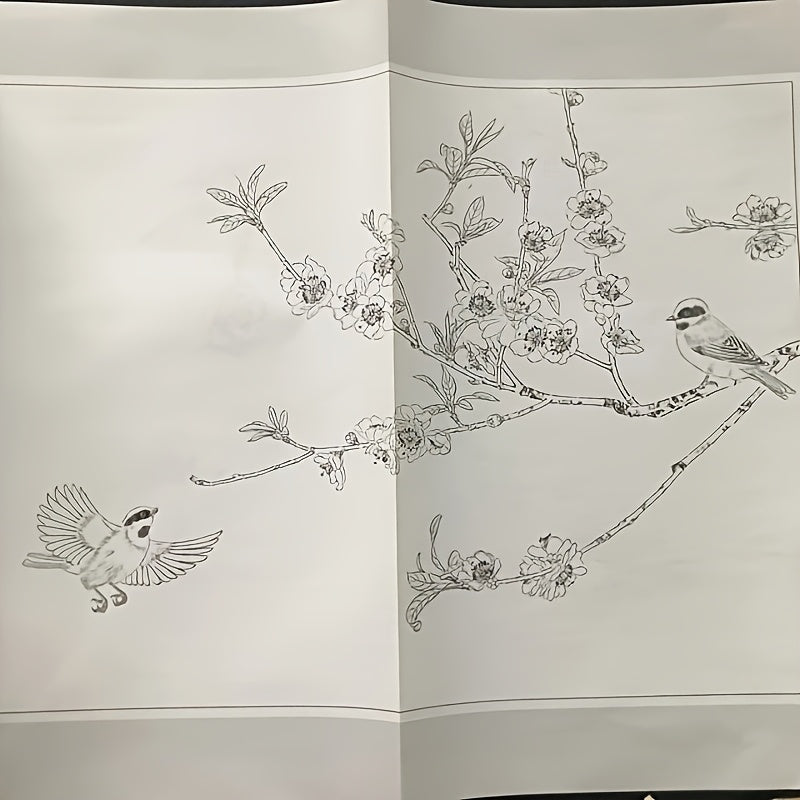 Antique Flowers and Birds Chinese Painting Techniques Series, White Line Drawing Sketch Painting Manual, Chinese Painting Introduction.