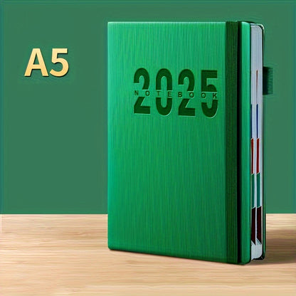 2025 Calendar Planner with 400 pages of thickened paper for daily log, self-discipline, and time management. English desk organizer for office efficiency, ideal New Year gift for adults.