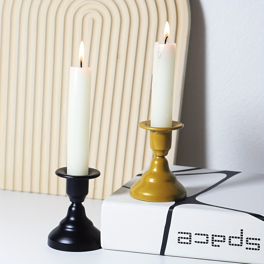 Chic metal candle holder ideal for romantic dinners and home decor.