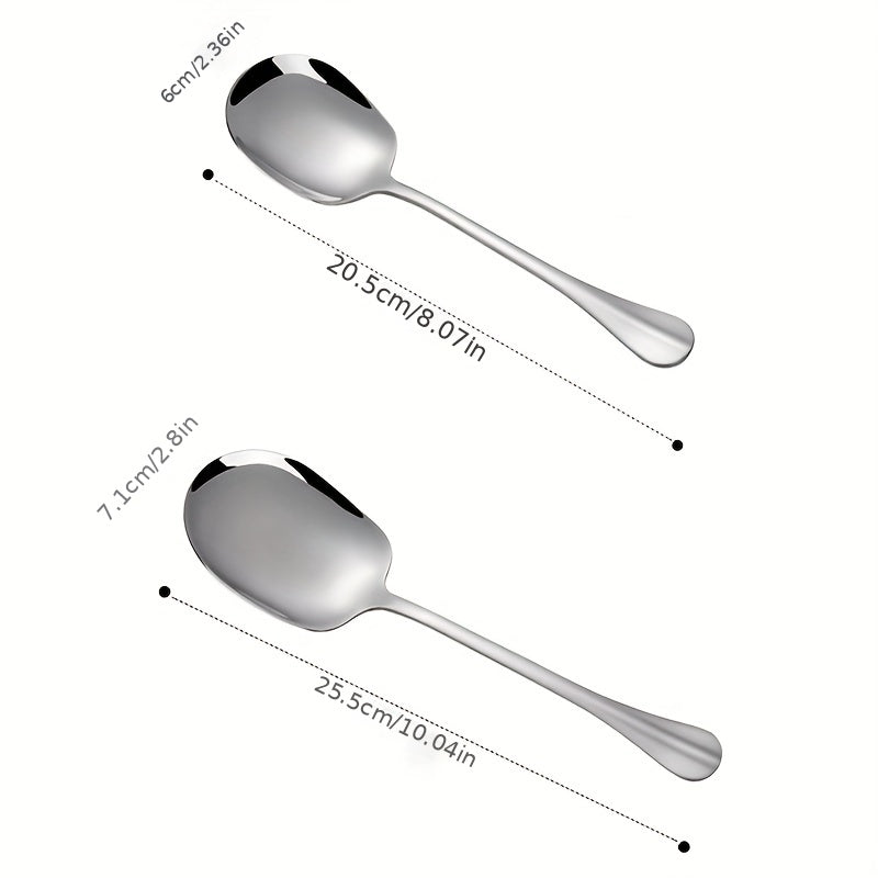 2 pieces of stainless steel serving spoons for catering events and parties.