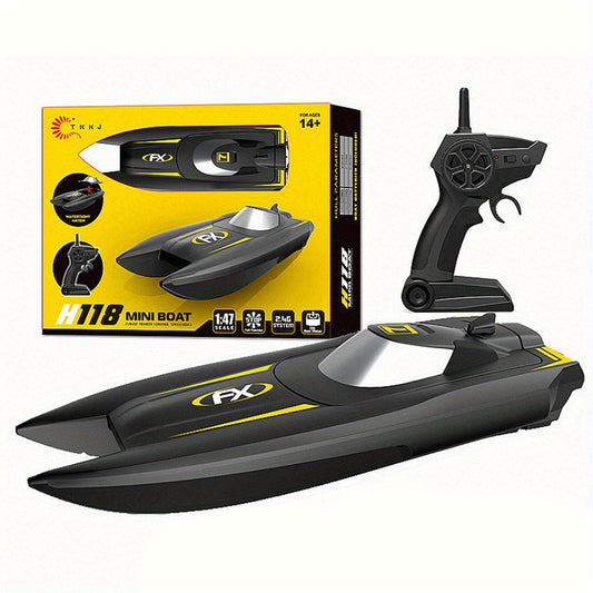 TKKJ High-Speed RC Boat, 2.4GHz, 6.21mph, Rechargeable Battery, Low Power Alarm, Durable ABS Material, Includes Remote & USB Charging Cable, Ideal for Pools or Lakes, Perfect Gift for Kids