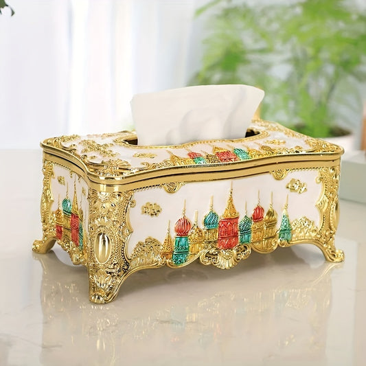 1PC Rose Relief Tissue Box with Luxurious Design for Household or Commercial Use in Living Room, Dining Area, KTV, Hotel, Bar, or Bathroom