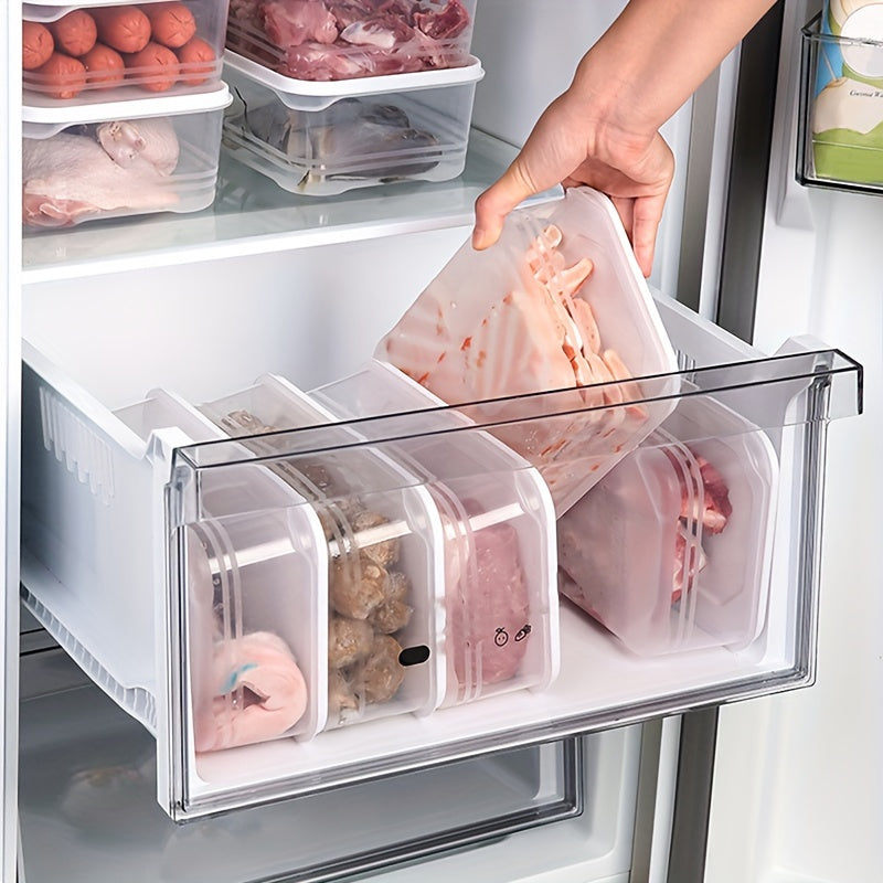 One set of three food preservation boxes, refrigerator storage boxes, and grain storage boxes. These plastic boxes come in three sizes - large, medium, and small. Also included is a lunch box and fruit storage box with lids, making them perfect for