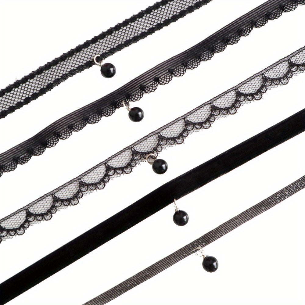 Vintage Style Black Lace Choker Necklace with Pendant - Perfect for Parties and Evening Events, Great Valentine's Day Gift, Featuring a Bone Chain for a Sexy Look