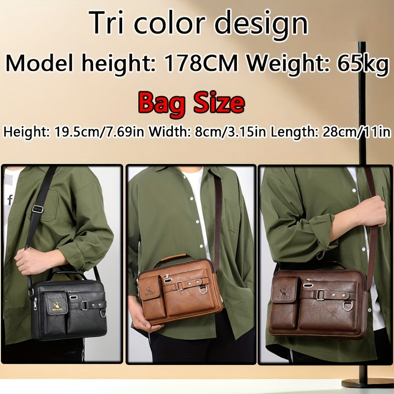 Weixier Men's Business Crossbody Bag made of PU material, suitable as a gift for Father or Anniversary.