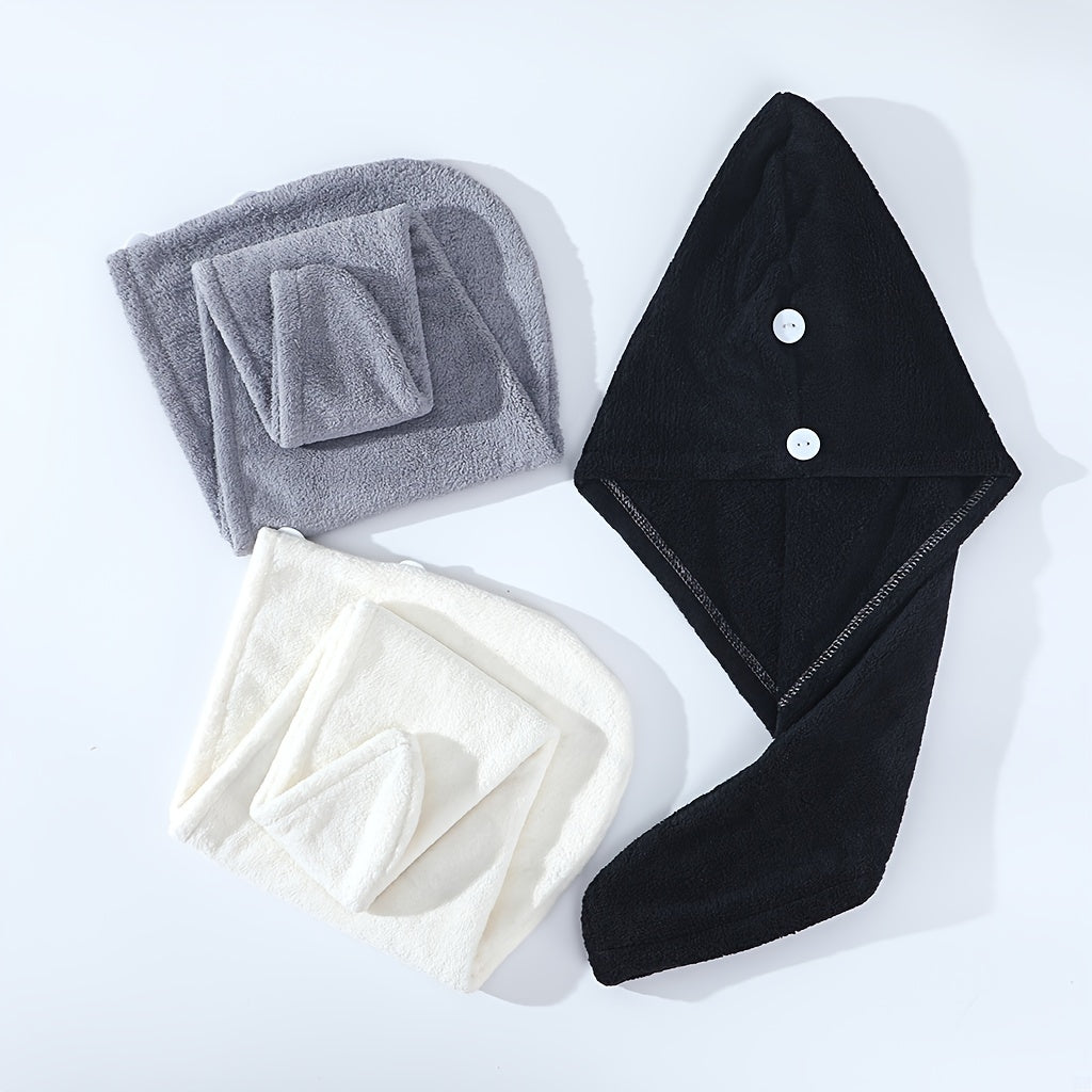 Microfiber hair towel for quick drying, super absorbent wrap for women in the bathroom.