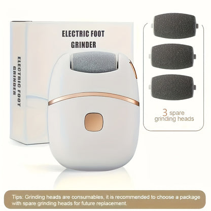 1pc Rechargeable Electric Foot Grinder with Ergonomic Design - USB Charging, 400mAh Lithium Battery, Ideal for Polishing Thick Faux Leather, Includes 3 Pads for Fit.