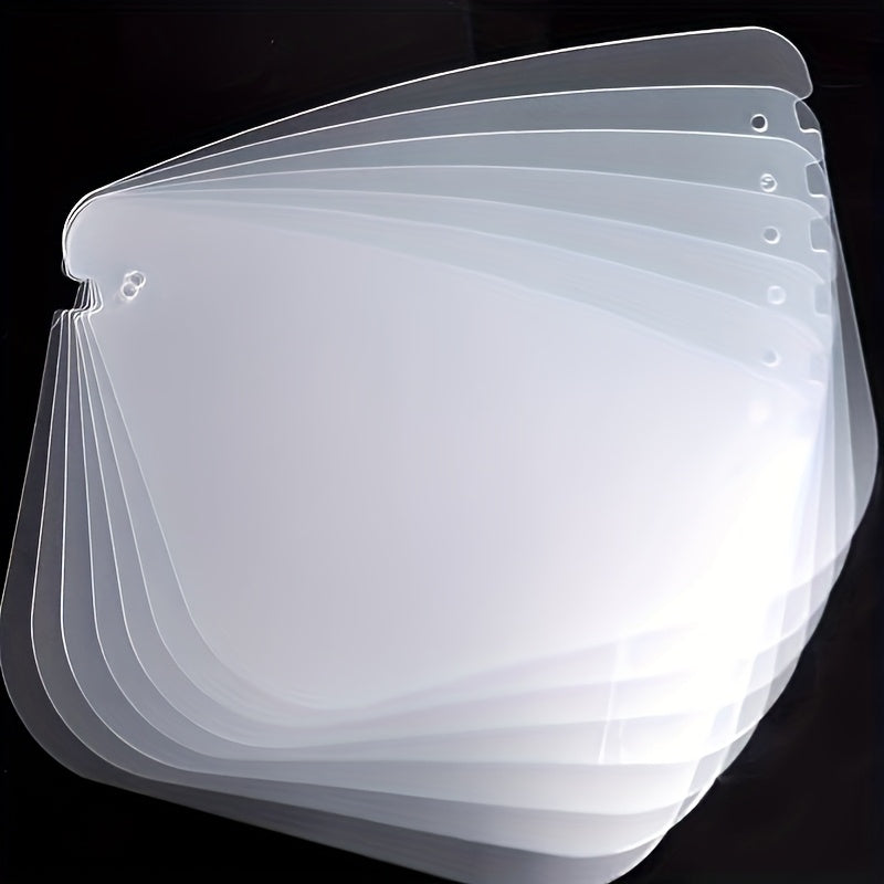 Adjustable anti-fog face shield with transparent frame for cooking and indoor work.