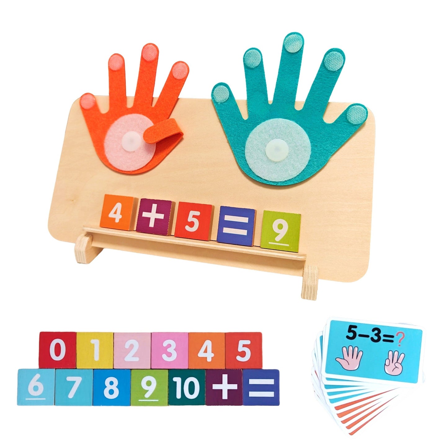 Enhanced Wooden Finger Math Toy for Kids - Vibrant Addition & Subtraction Teaching Tool, Boosts Early Math Abilities, Math Educational Equipment