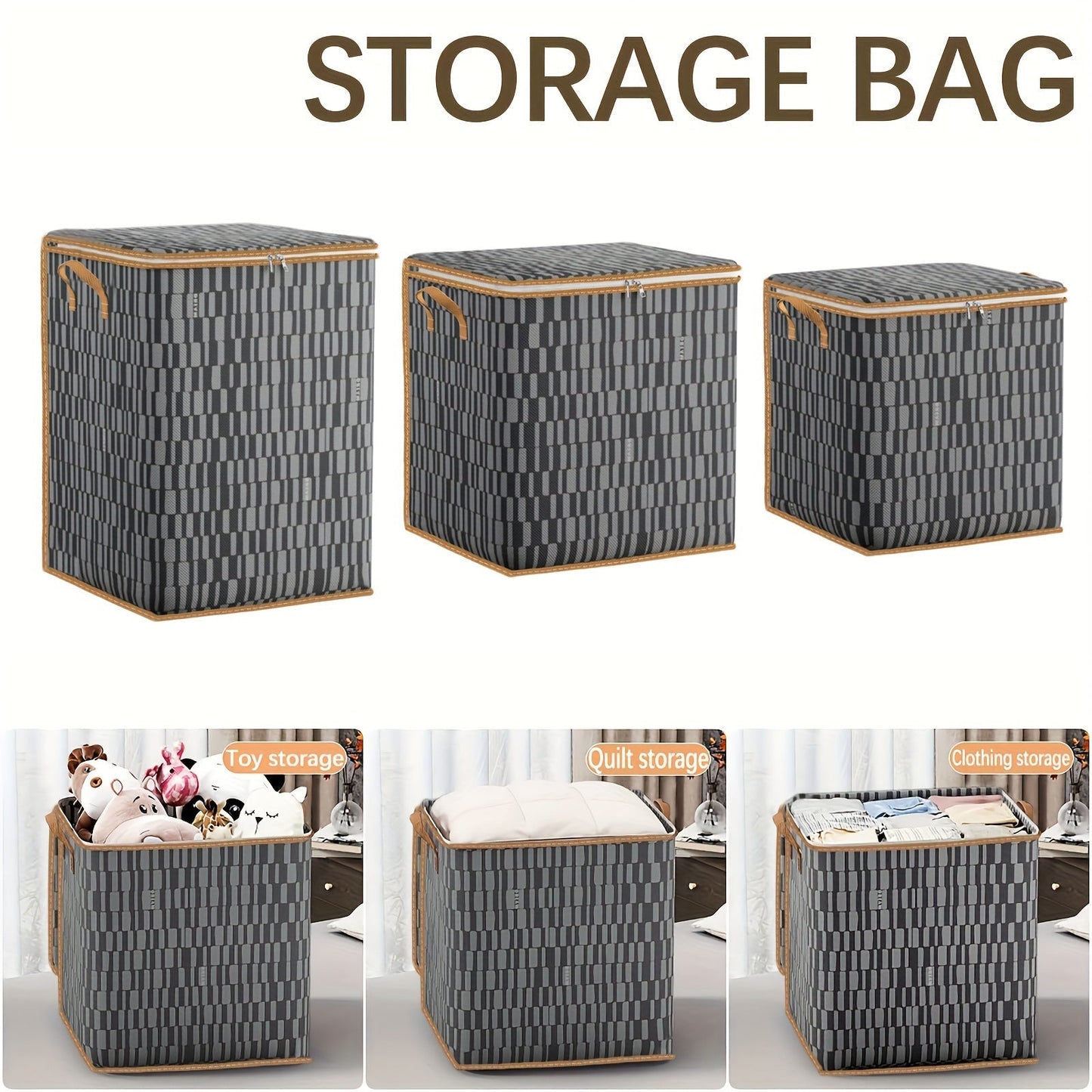 Large Clothes Storage Bag with Handle, 1 Piece of 100/140/180L Capacity, Ideal for Comforters and Blankets - Storage Bin Container