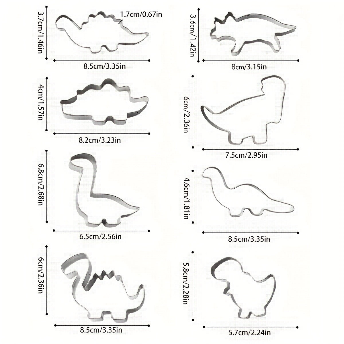 Set of 8 Dinosaur and Bird Cookie Cutters - Made from Durable Stainless Steel for Creating Fun Snacks for Kids, Perfect for DIY Fondant and Cake Decorating, Ideal for Holiday Baking and Essential for Holiday Baking - Features Cute Cartoon Animal Shapes